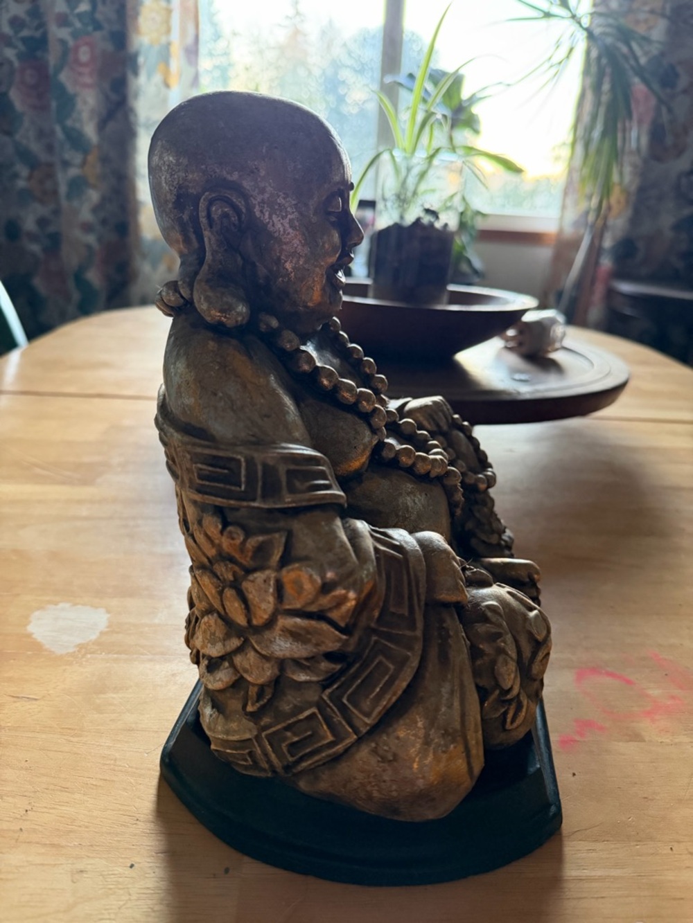 Vintage Gold-Toned resin Laughing Buddha Statue - Picture 4 of 7